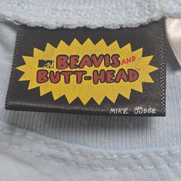 MTV Beavis And Butt-Head Graphic Tee Medium Light Blue Cotton Blend - Picture 3 of 8